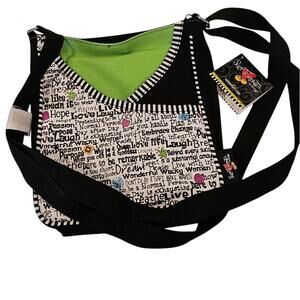 Suzy Toronto Shoulder Bag Purse Canvas NWT Art Unique Artist Pockets Green Black
